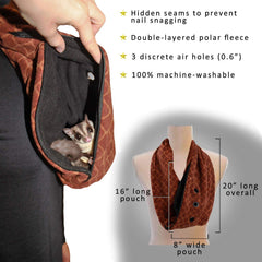 Exotic Nutrition Pet Bonding Scarf zipper-closure offers secure access for quick checks.