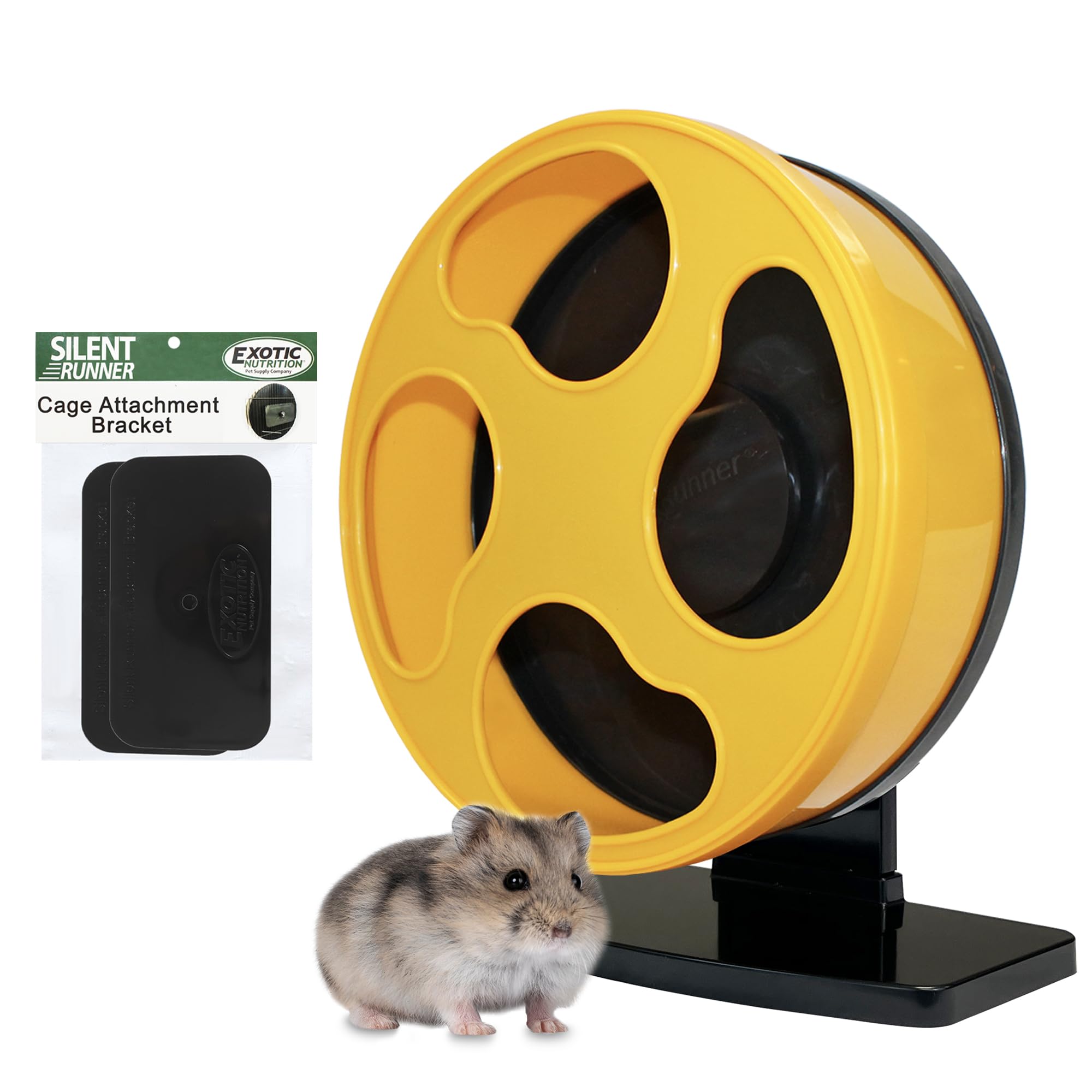 Exotic Nutrition Silent Runner Wheel assembly back view showing whisper-quiet operation for peaceful playtime.