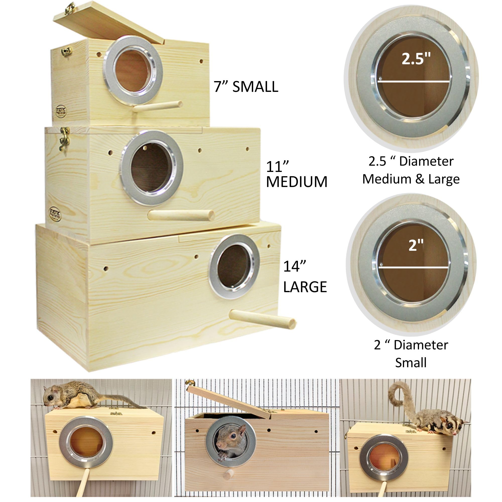 Exotic Nutrition Sturdy Nest Box cage attachment ensures secure mounting in diverse enclosures.