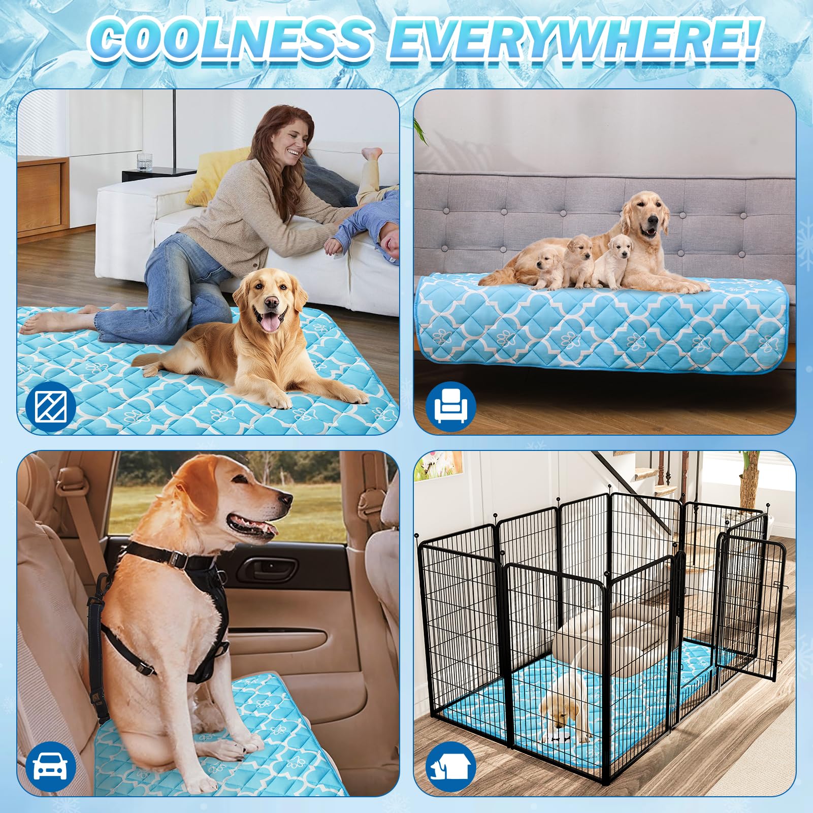 EXPAWLORER large-dog-friendly mat provides a soft, cool surface on hot afternoons