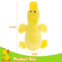 EXPAWLORER plush duck toy with bright color to attract dogs during squeak play