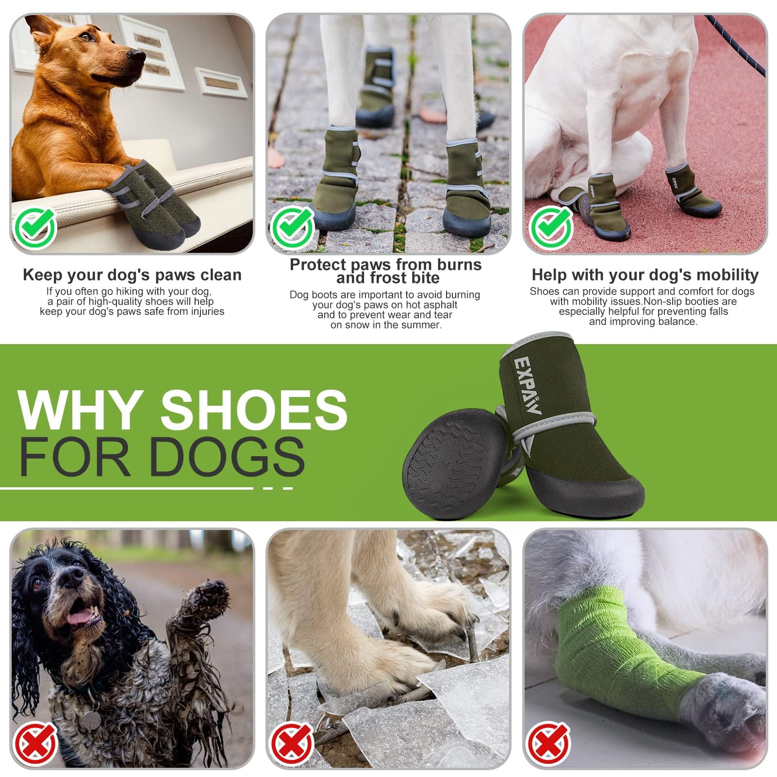 EXPAWLORER waterproof-dog-shoes-nonslip-sole provides traction on slippery surfaces.