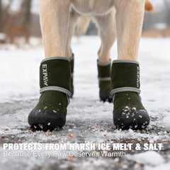 EXPAWLORER waterproof dog shoes with reflective-straps improve nighttime visibility.