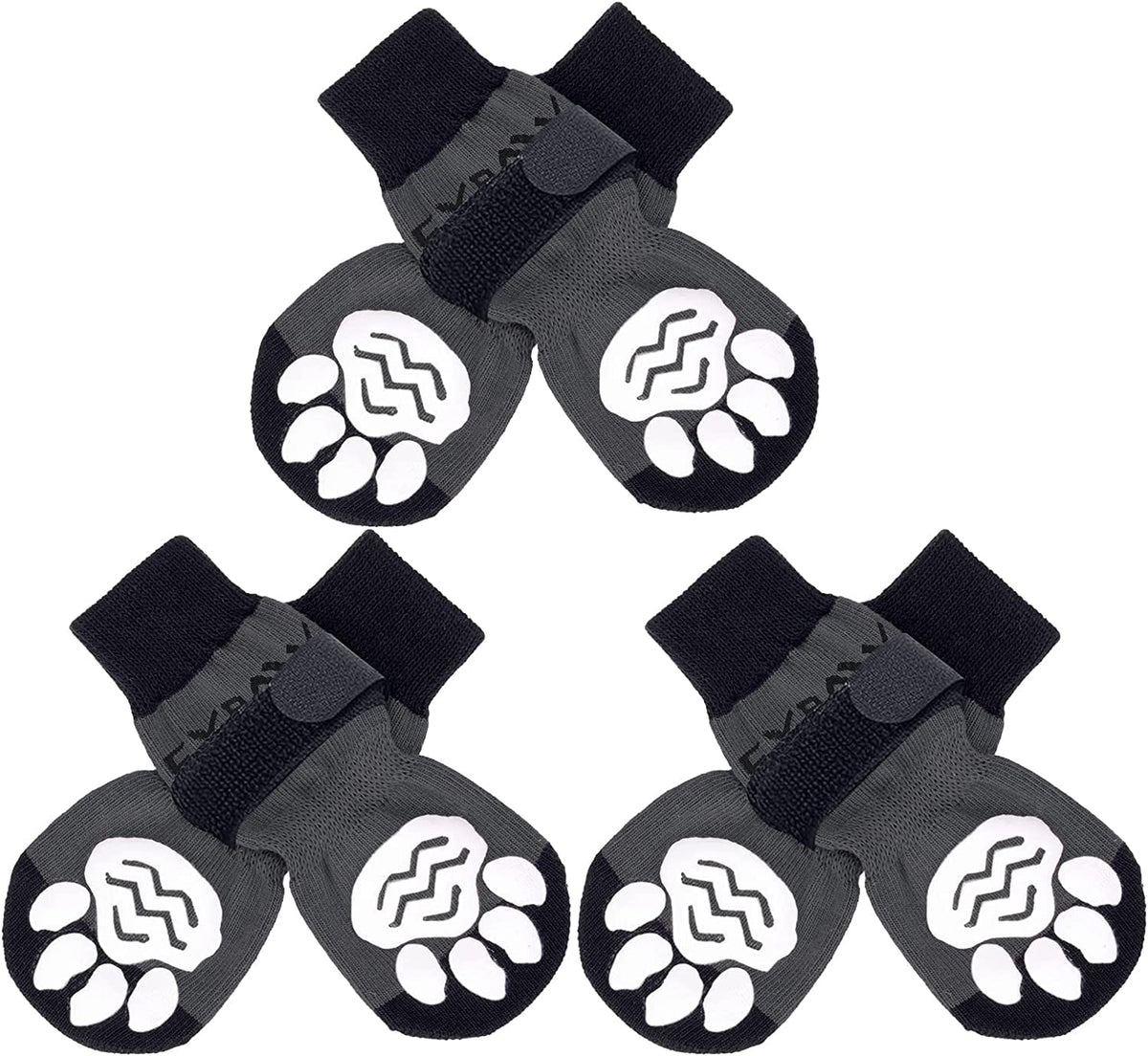 EXPAWLORER 6PCS dog socks shown with anti-slip grip for indoor safety.