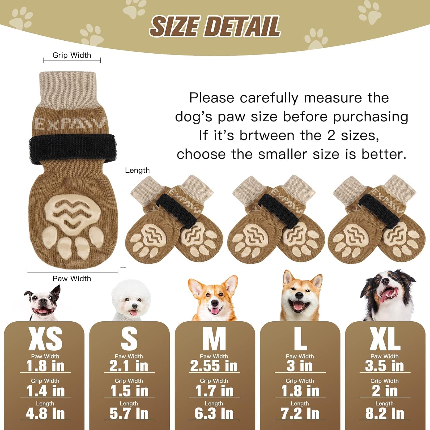 EXPAWLORER anti-slip dog socks with licking protection show grip on hardwood floors