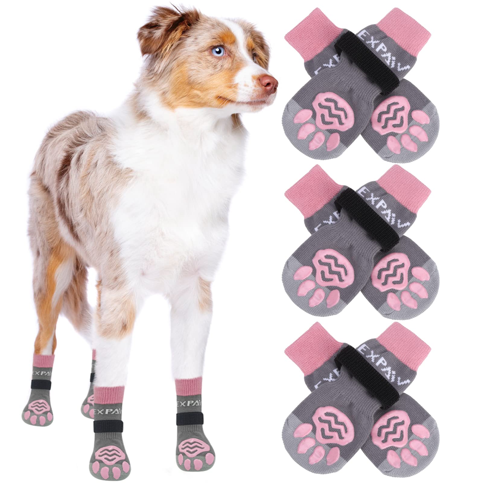 EXPAWLORER calcetines antideslizantes para patas ofrecen agarre seguro en suelos lisos