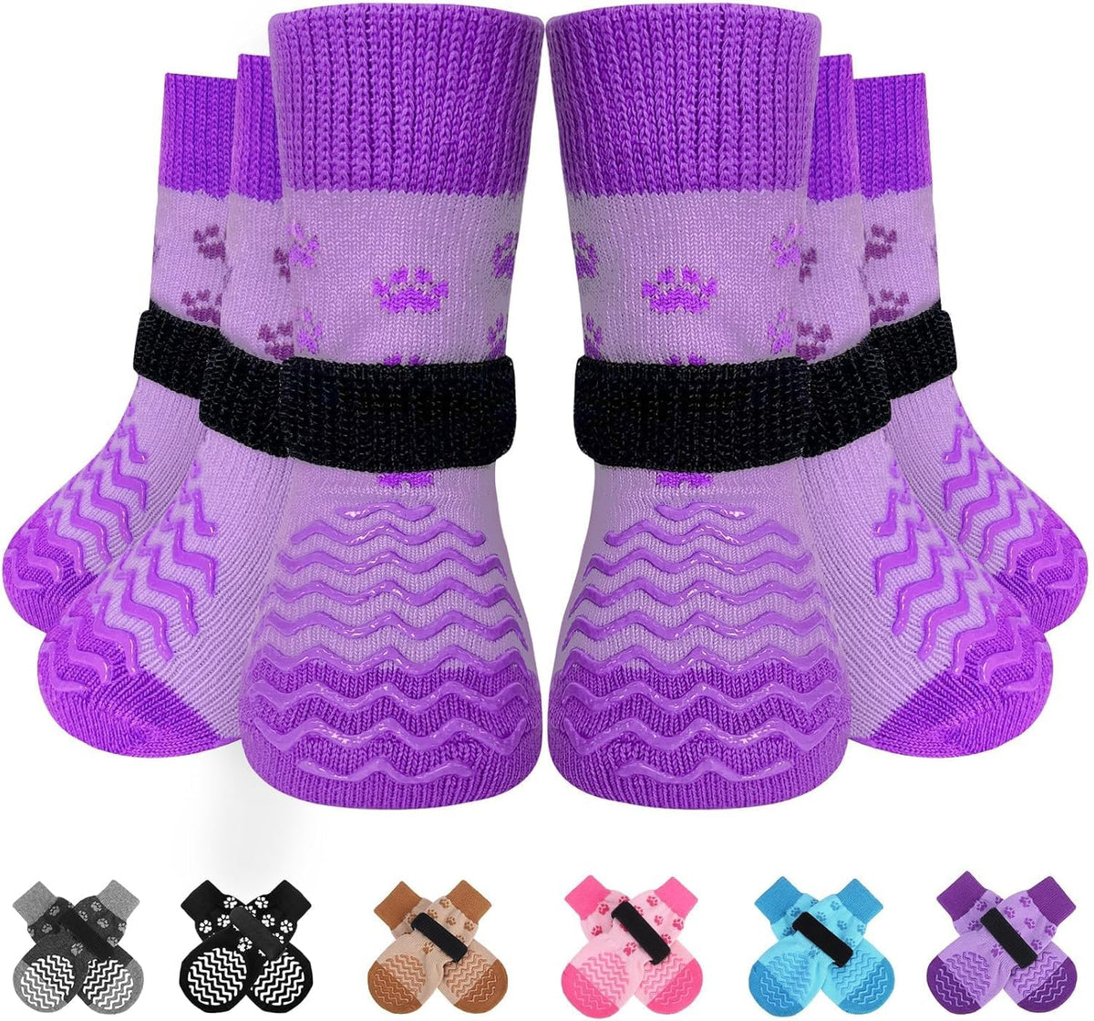 EXPAWLORER calcetines antideslizantes para perro con agarre doble en ambos lados