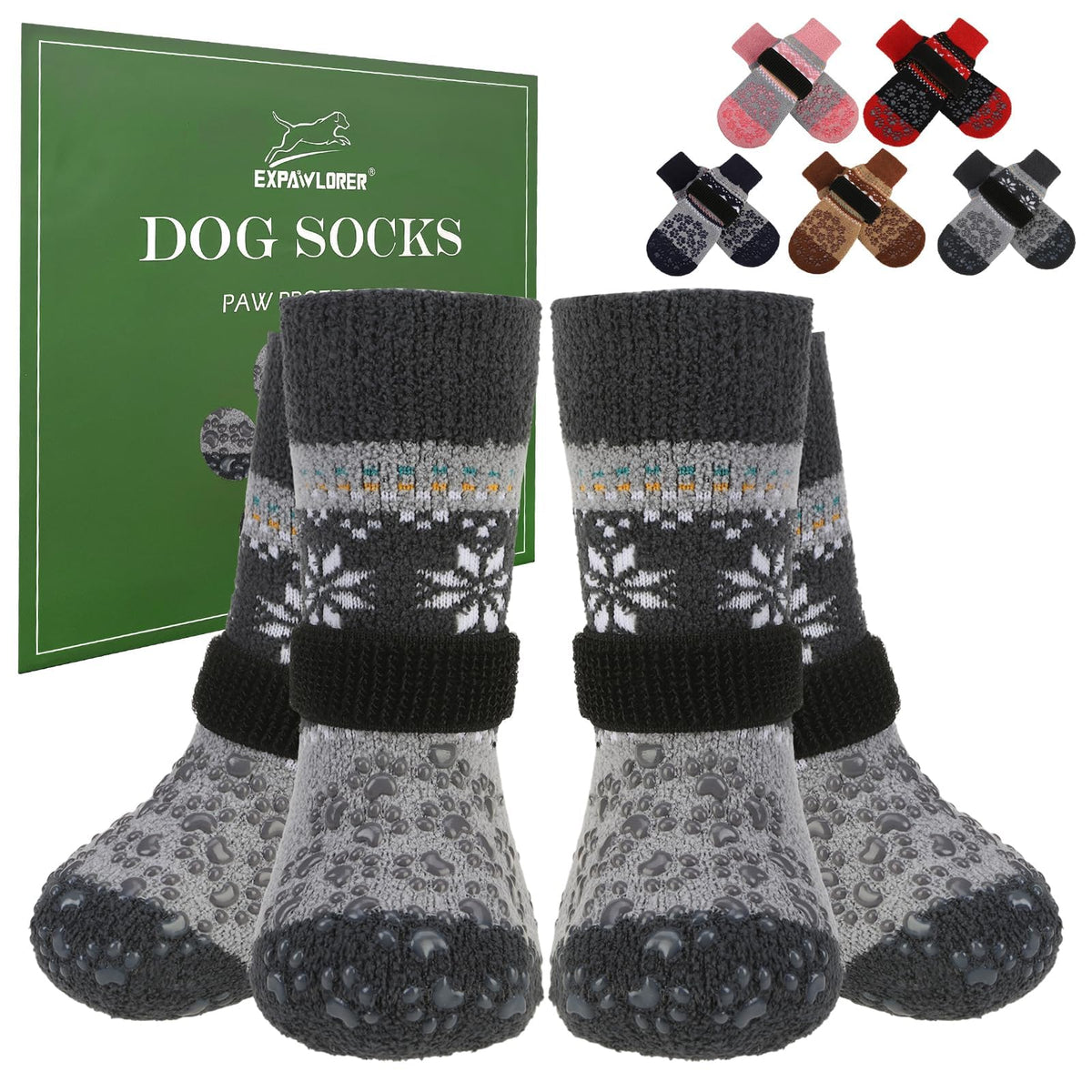 EXPAWLORER calcetines antideslizantes para perros con agarre en suelos