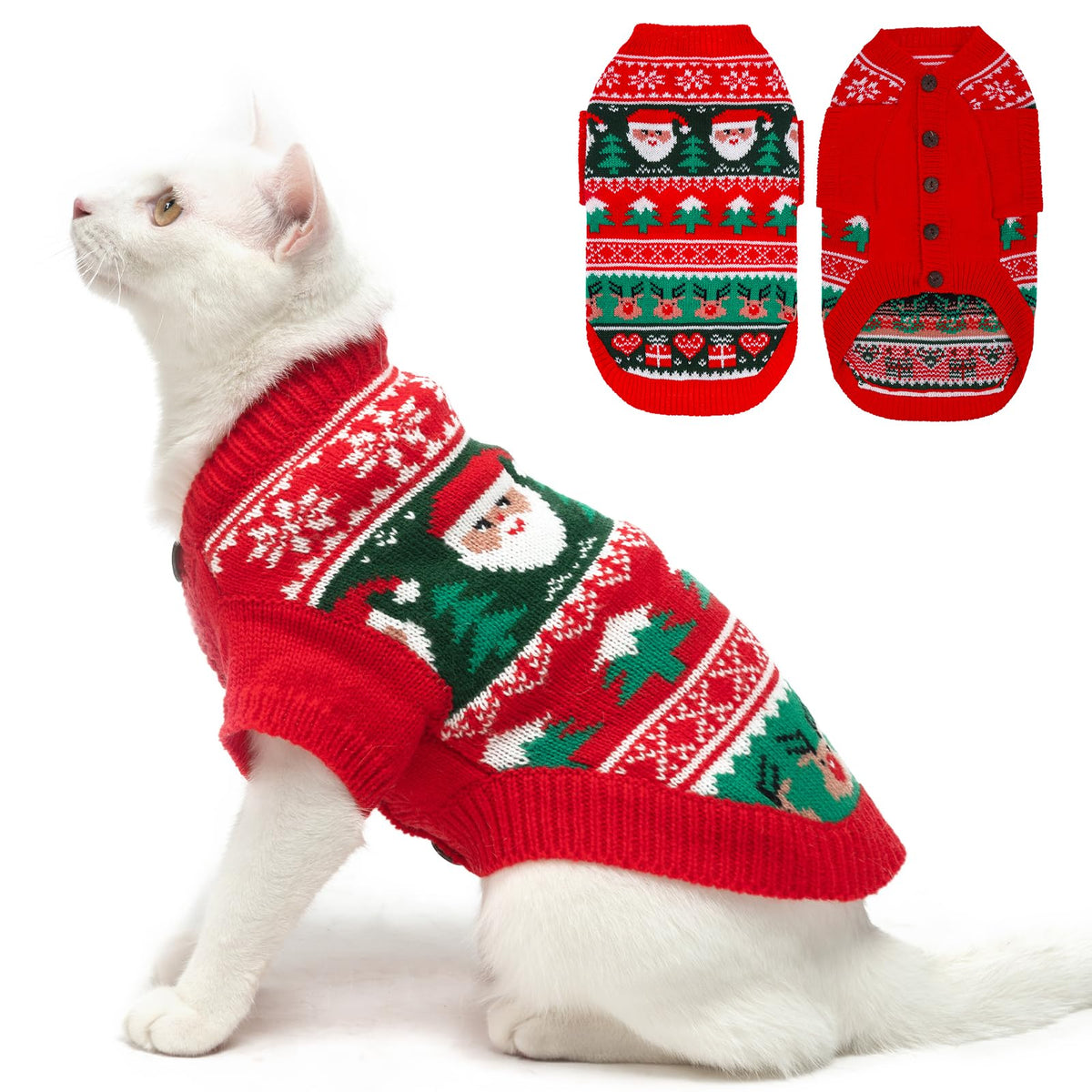 EXPAWLORER Cat Christmas Sweater front view shows timeless knitwear for festive warmth