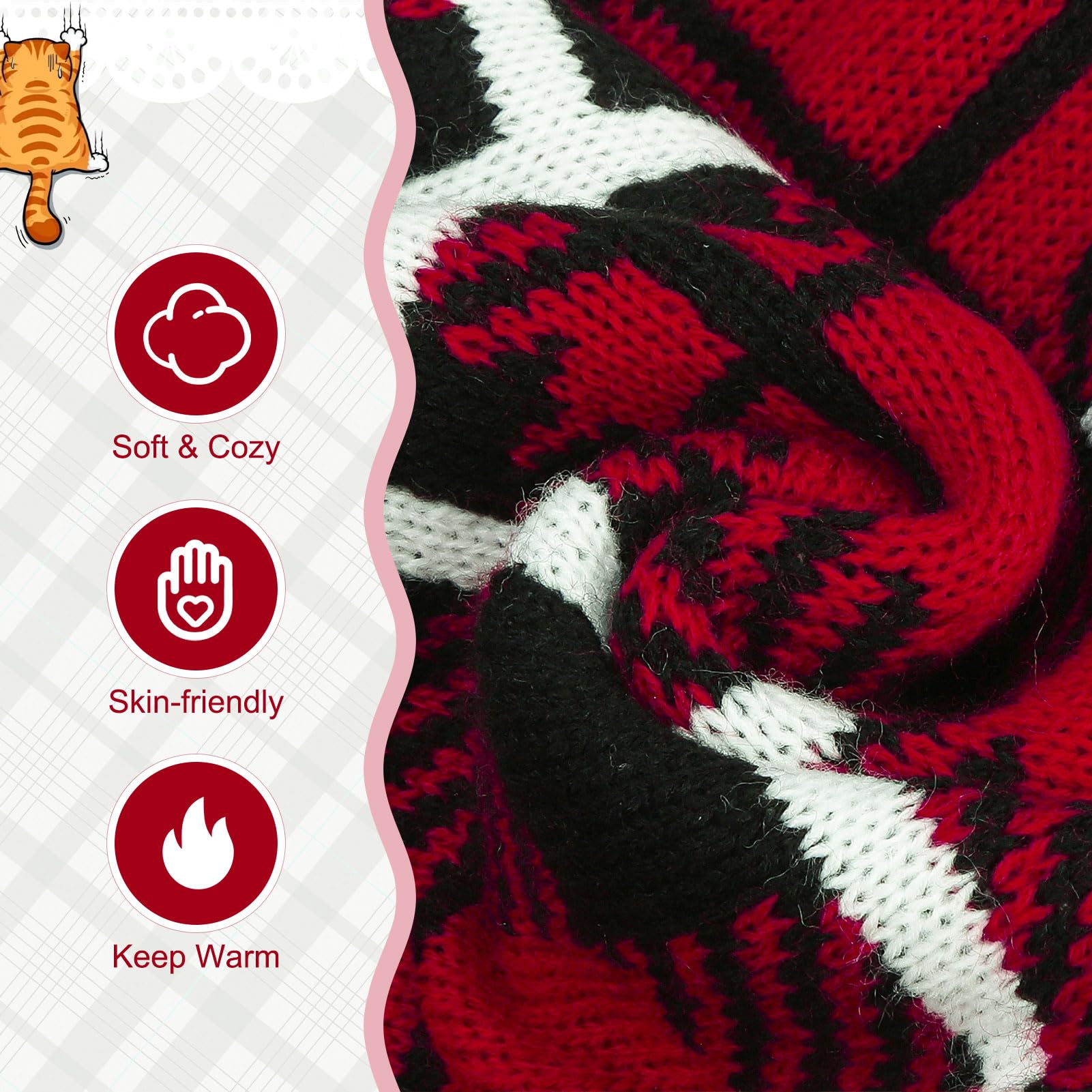 EXPAWLORER cat sweater cardigan button-closure closeup emphasizes easy-on wear.