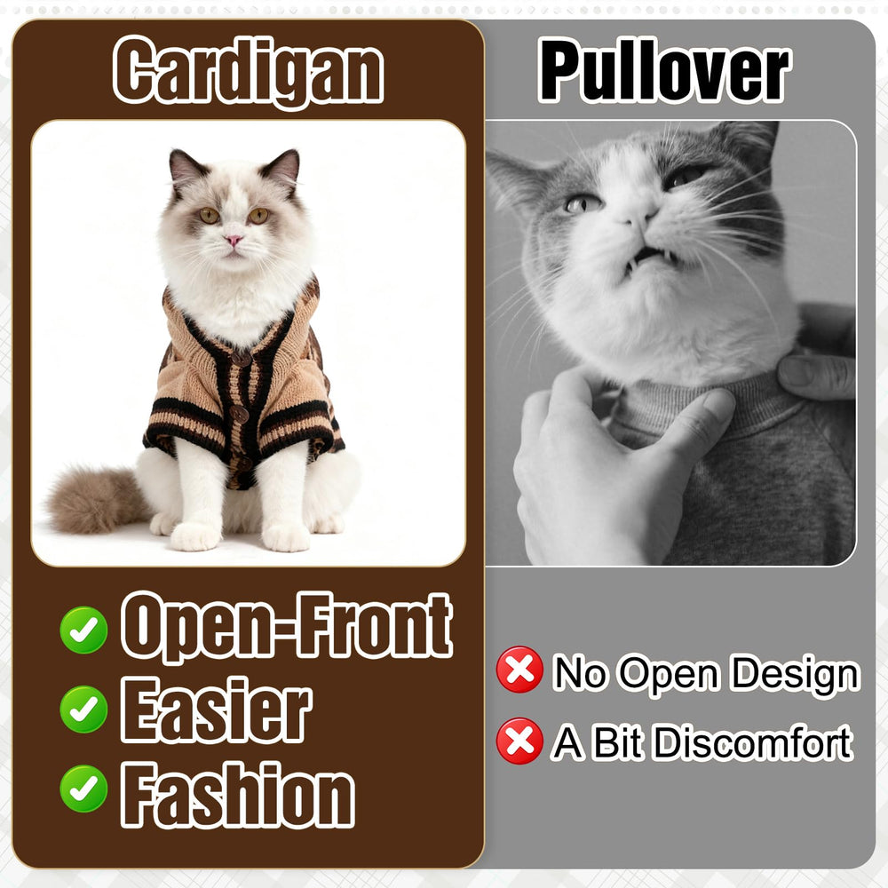 EXPAWLORER cat sweater cardigan button-closure demonstrates easy on/off and hair containment