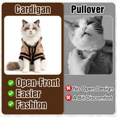 EXPAWLORER cat sweater cardigan button-closure demonstrates easy on/off and hair containment