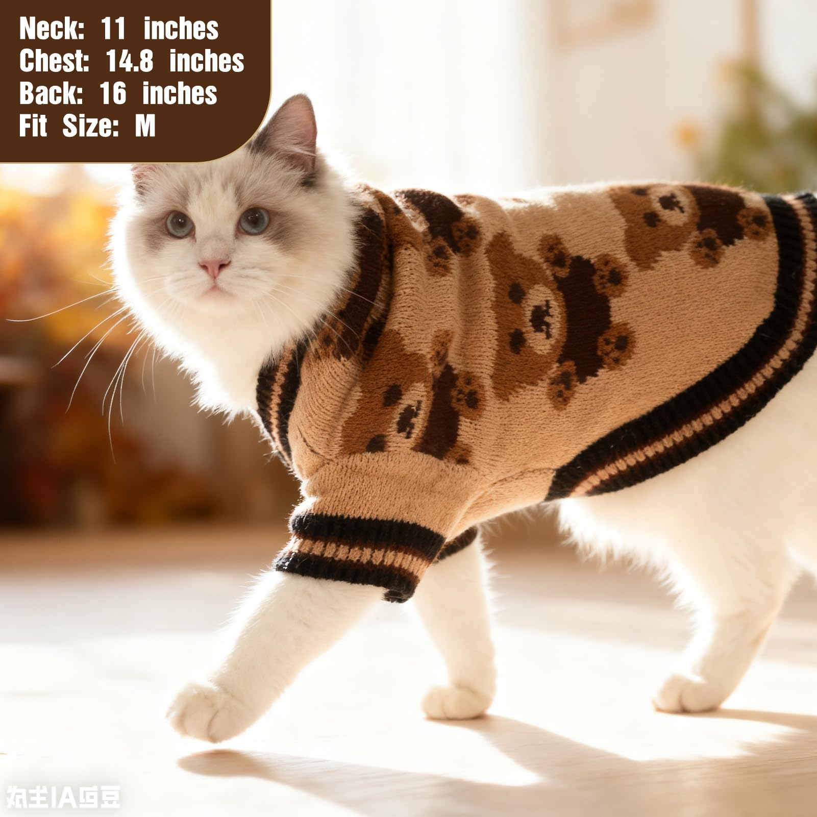 EXPAWLORER cat sweater cardigan soft fabric closeup conveys skin-friendly comfort