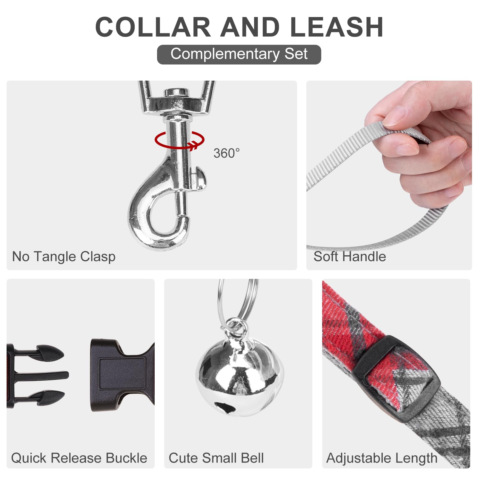 EXPAWLORER plaid collar, adjustable fit for comfortable daily wear.