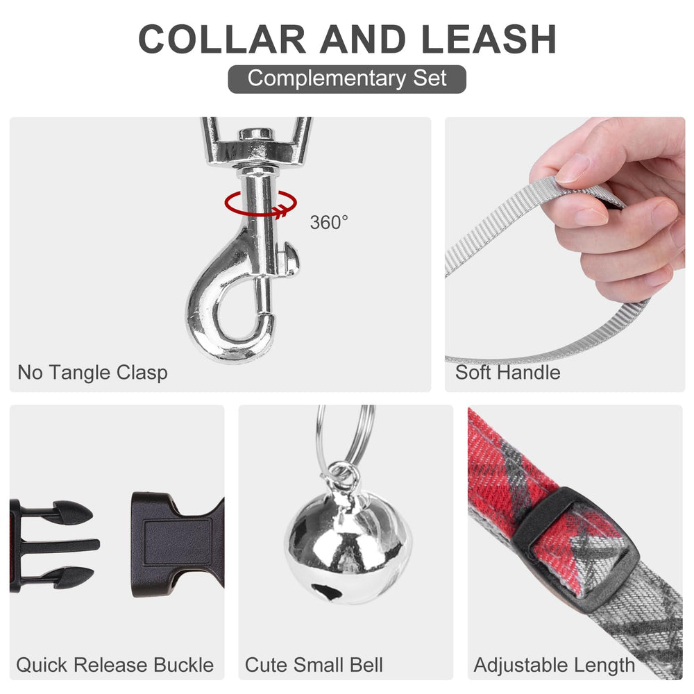 EXPAWLORER plaid collar, adjustable fit for comfortable daily wear.