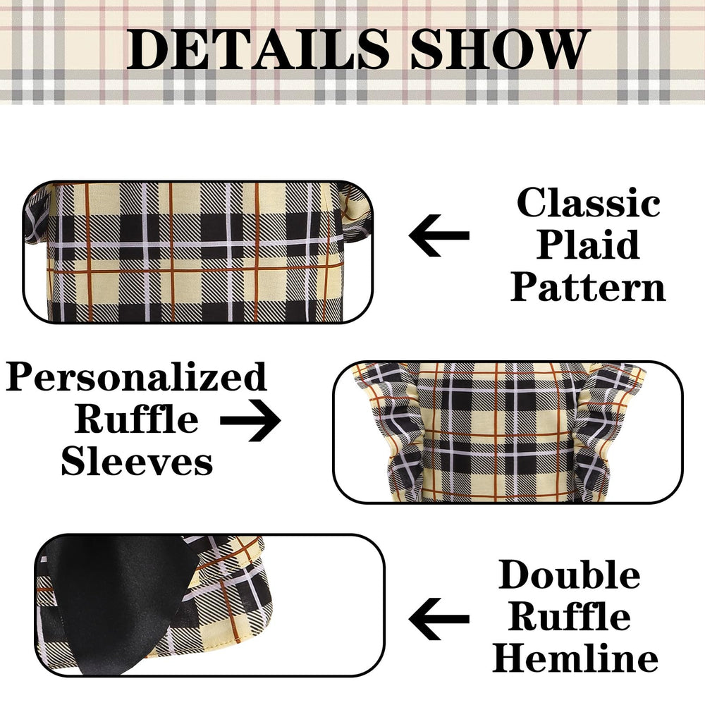 EXPAWLORER Classic Plaid Dog Dress fabric close-up highlights skin-friendly material
