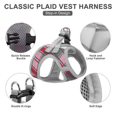 EXPAWLORER plaid harness with leash, ideal for easy training sessions outdoors.