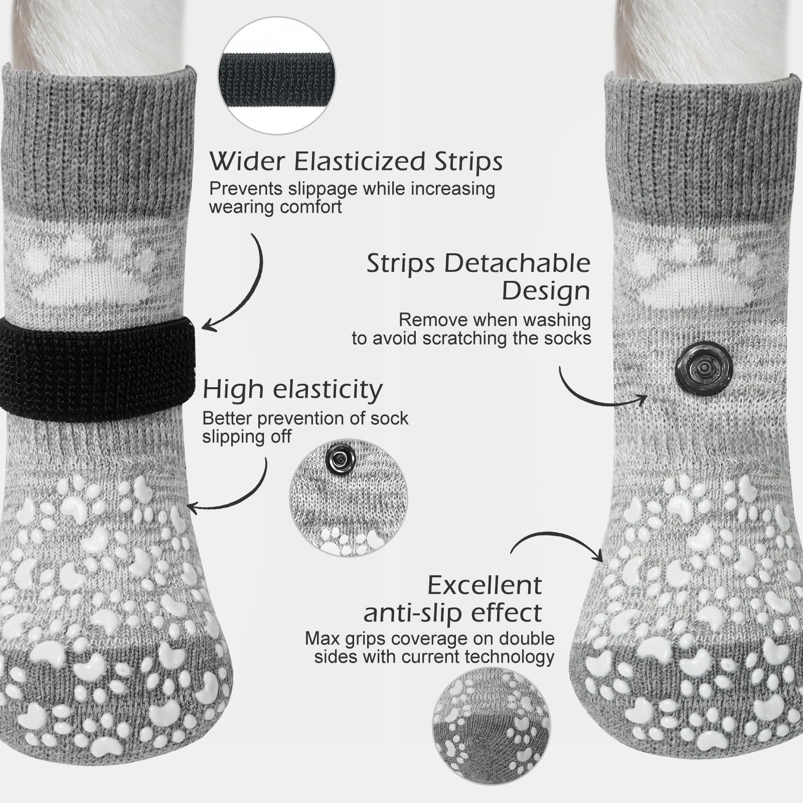 Expawlorer calcetines, diseño doble cara antideslizante aumenta la tracción en suelos.