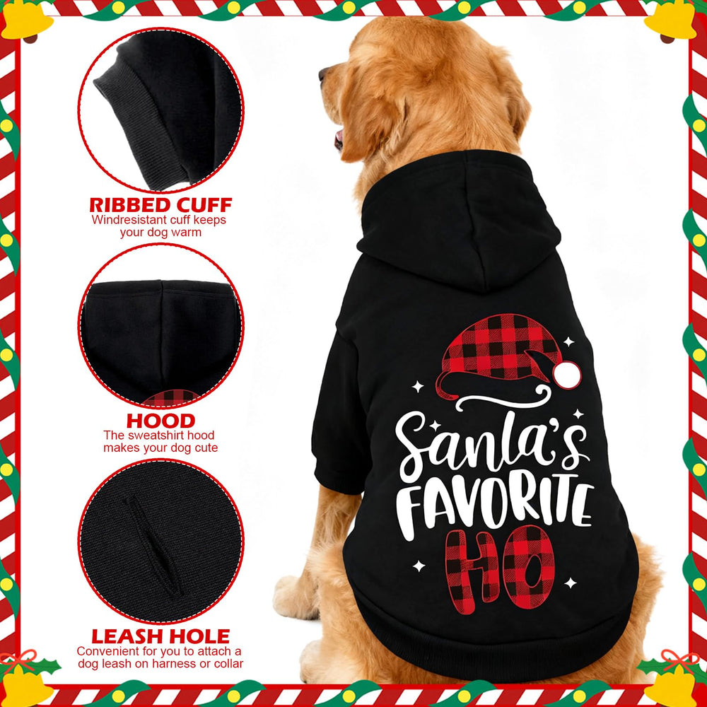 EXPAWLORER Dog Christmas Hoodie back view with leash hole for easy walks.