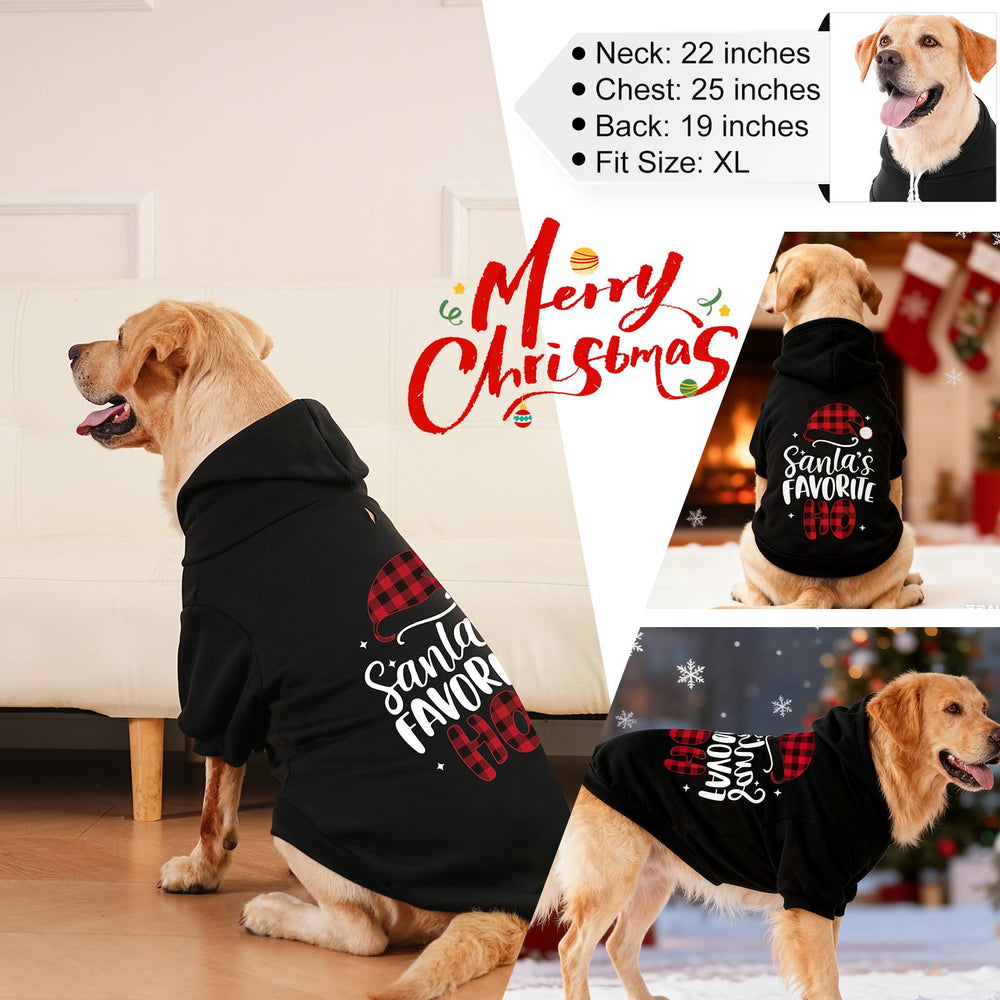 EXPAWLORER Dog Christmas Hoodie warm fleece lining for cozy warmth.