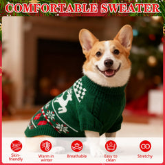 EXPAWLORER dog Christmas sweater front view shows snug fit for daily wear.