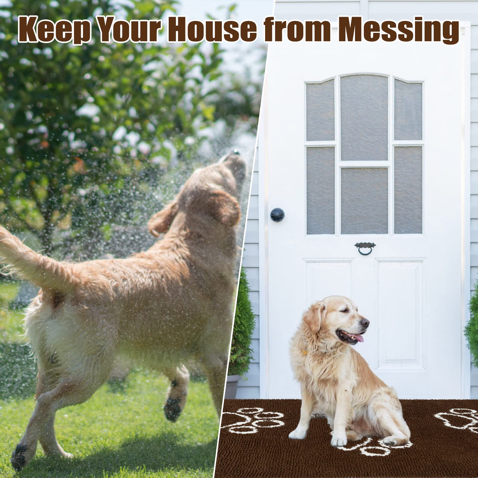 EXPAWLORER chenille rug doubles as a pet mat and door rug.
