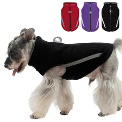 EXPAWLORER dog fleece vest back view shows warm fleece for winter walks