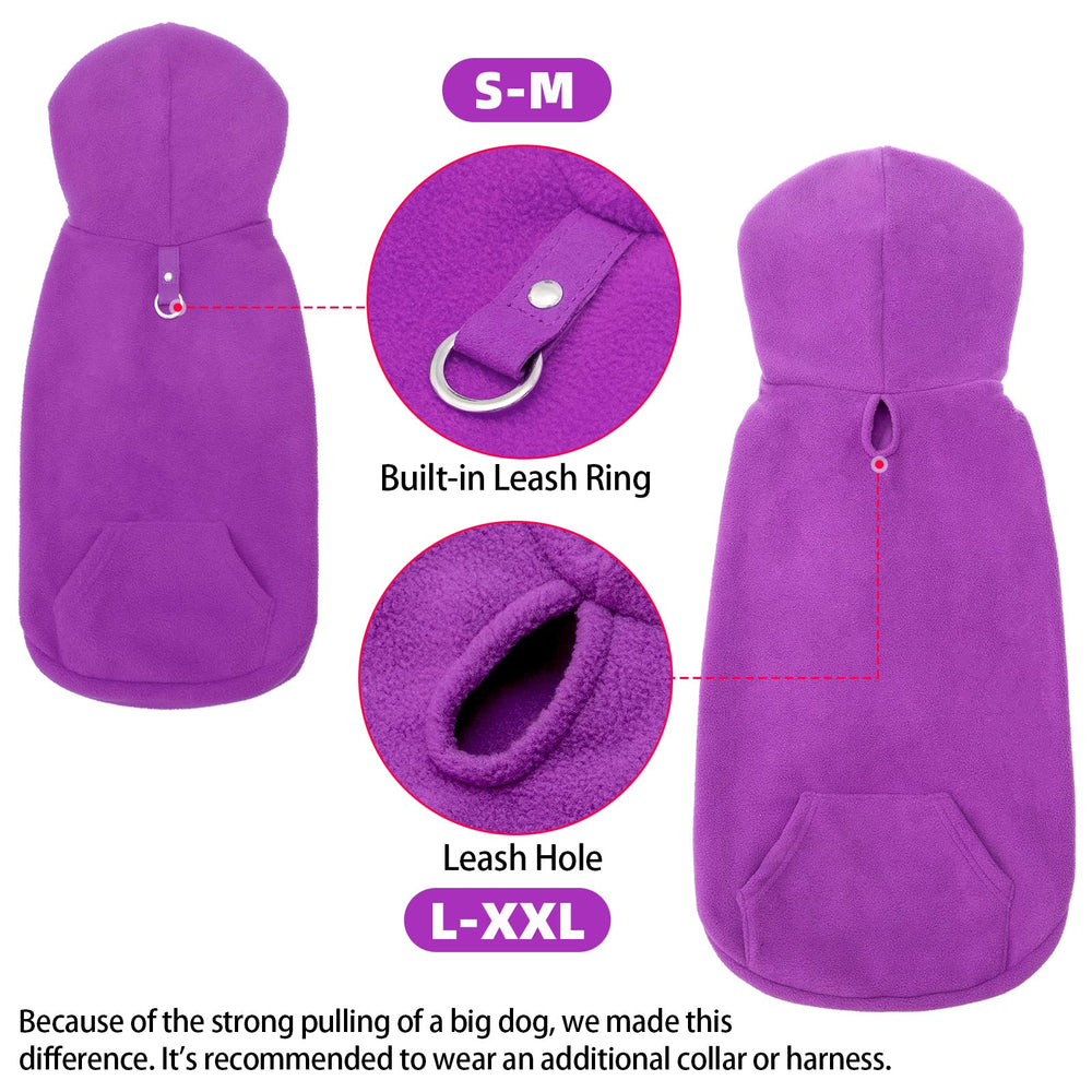EXPAWLORER dog hoodie fleece vest pocket detail for snacks or bags