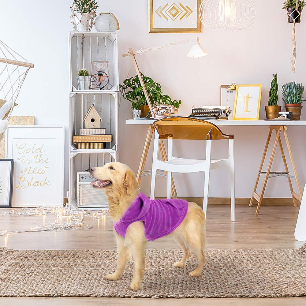EXPAWLORER dog hoodie fleece vest purple color for stylish warmth