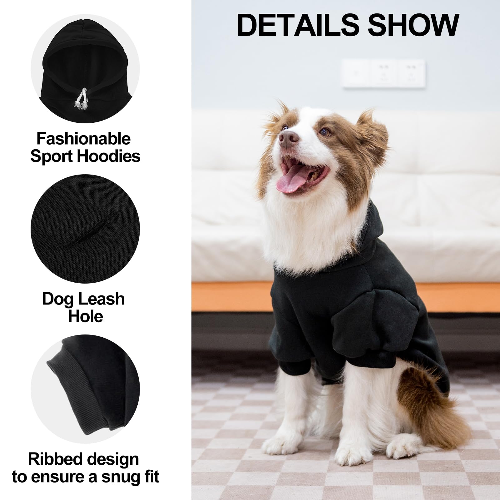 EXPAWLORER dog hoodie leash hole demonstrates secure outdoor walking option