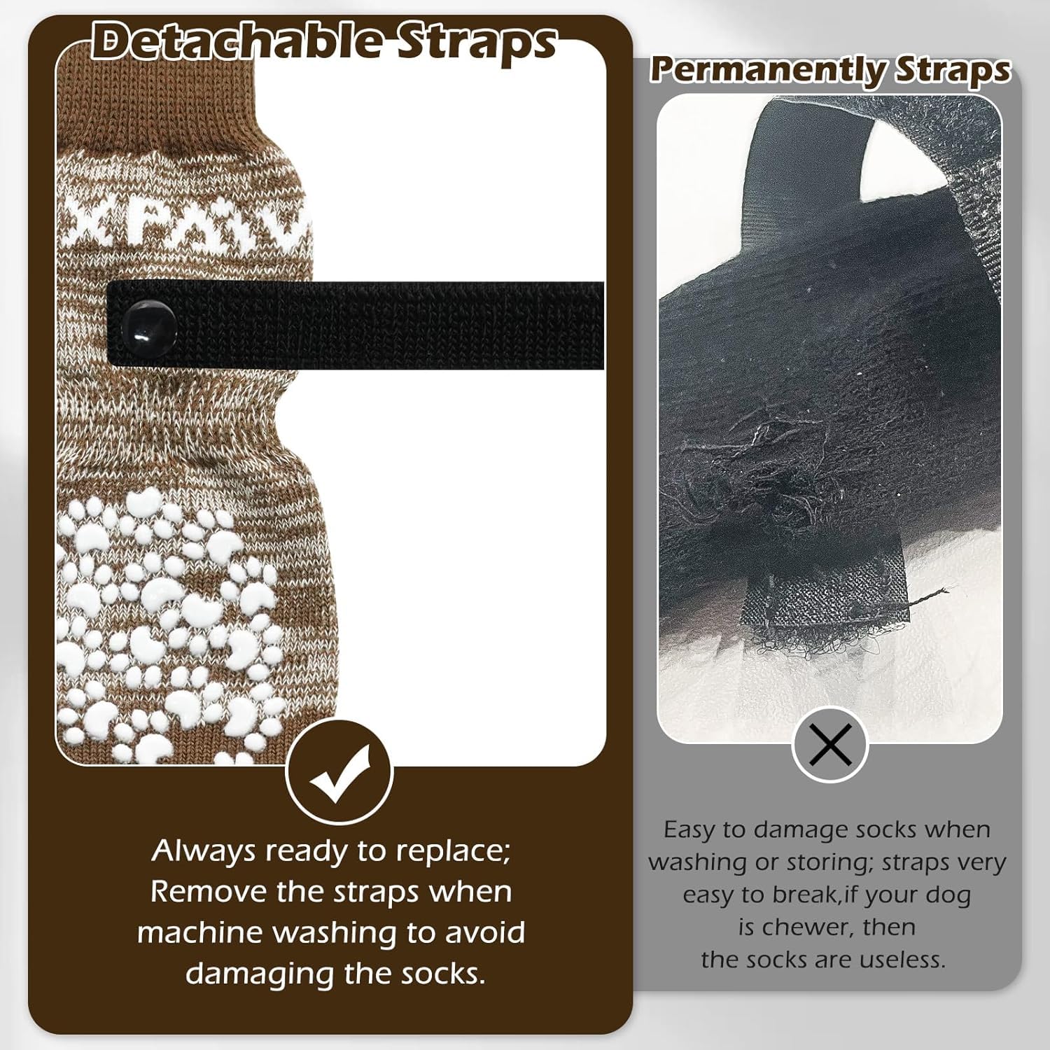 EXPAWLORER dog socks with adjustable straps prevent slipping and stay secure.