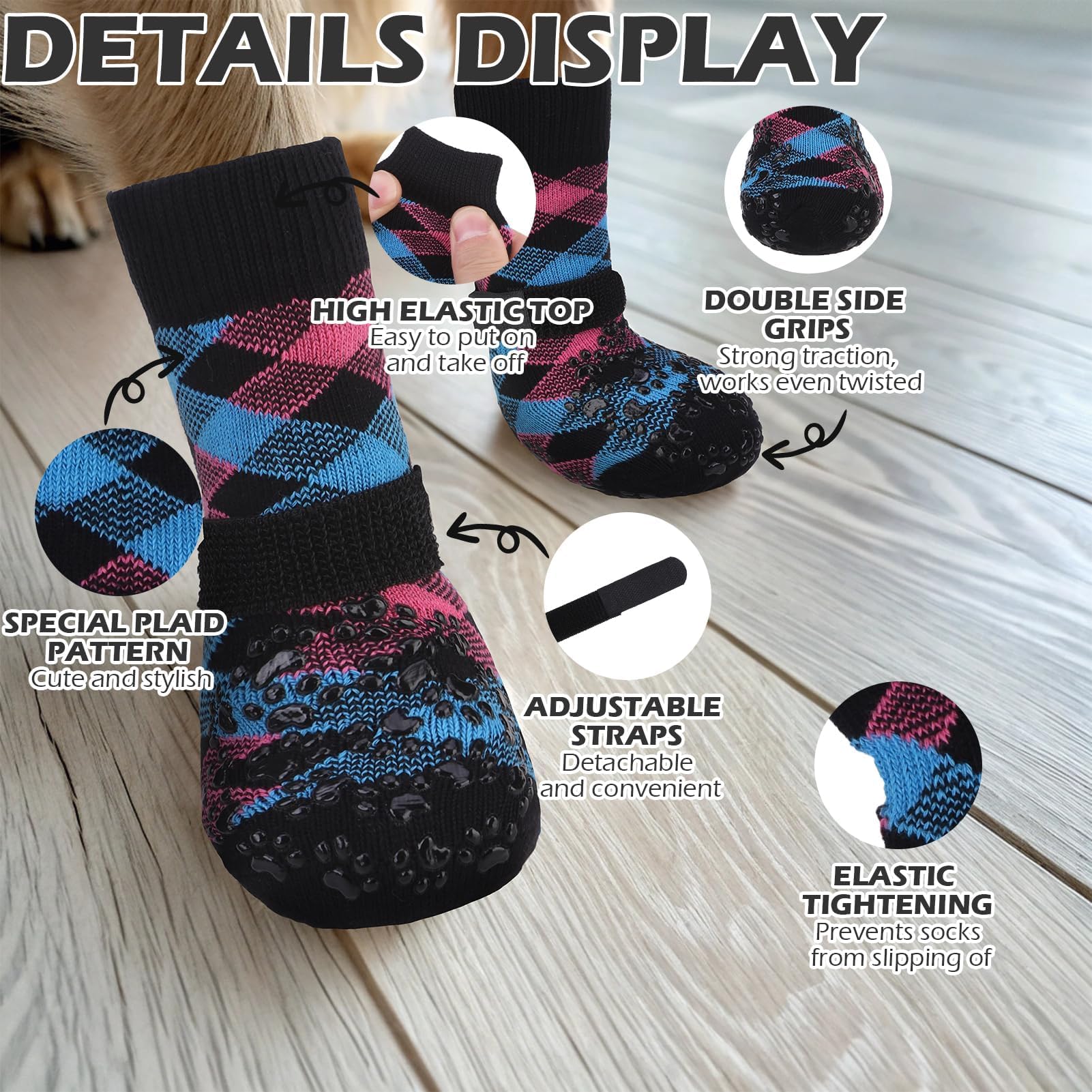 EXPAWLORER dog socks feature adjustable strap for secure fit during active play.