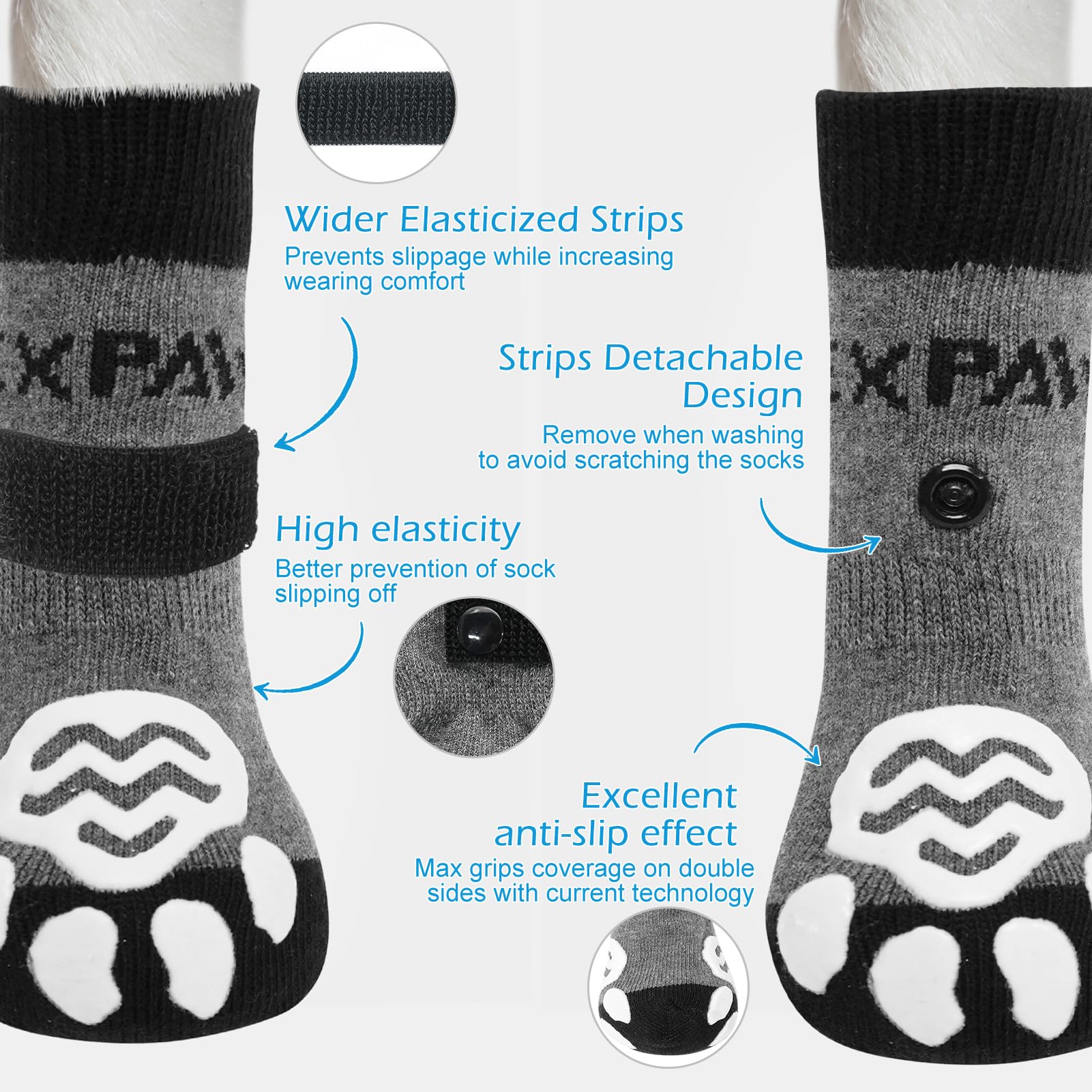 EXPAWLORER dog socks anti-slip design demonstrates double-side traction for confident paw grip