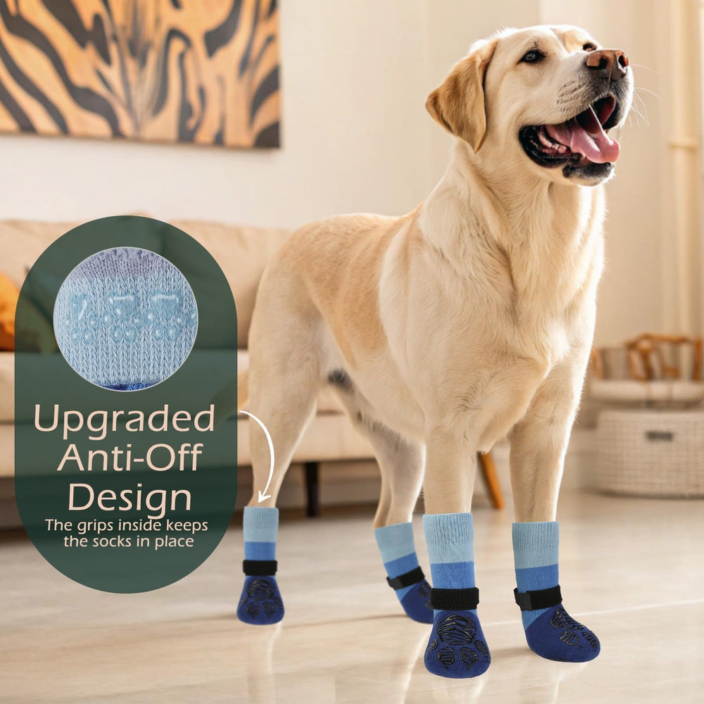EXPAWLORER dog socks blue anti-slip grips support confident steps
