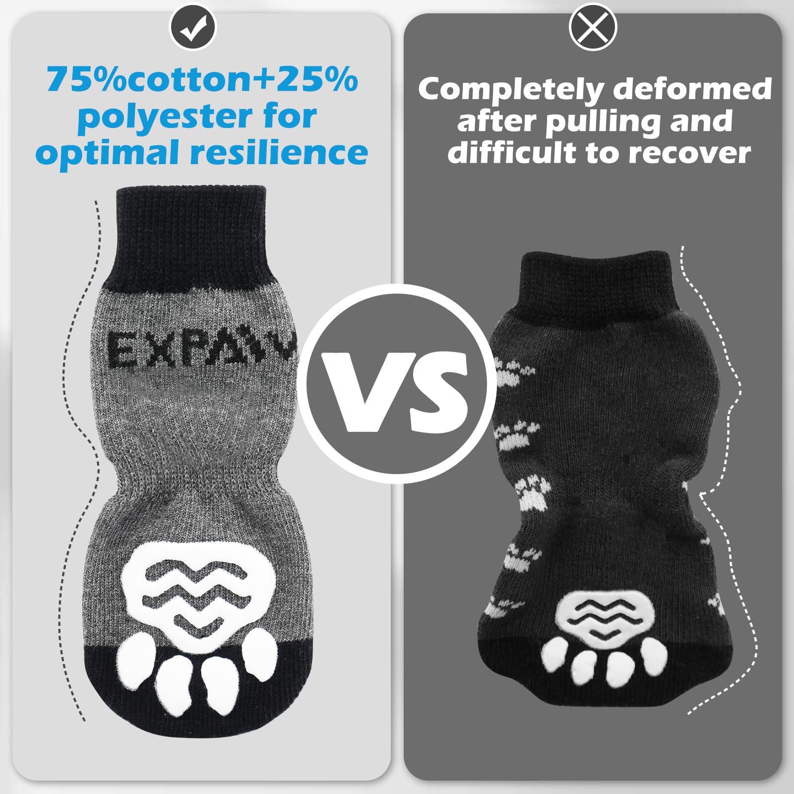 EXPAWLORER dog socks breathable knit fabric provides paw warmth and comfort
