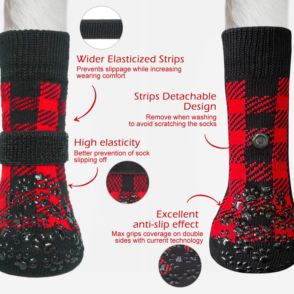 EXPAWLORER dog socks in breathable knit provide warmth and paw protection.