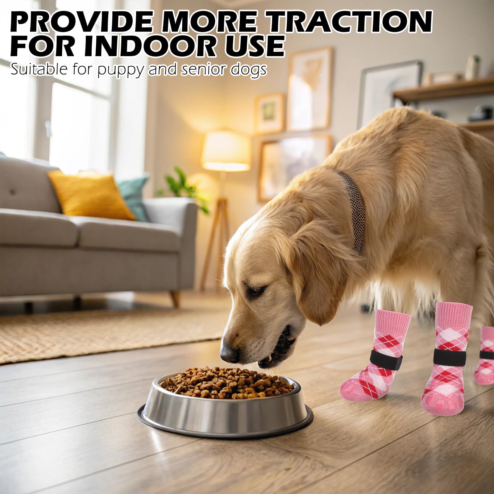 EXPAWLORER pink XL dog socks close-up showing breathable fabric and grip texture.
