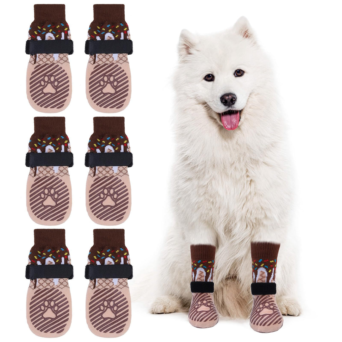 EXPAWLORER calcetines para perros con correa de ajuste para un ajuste seguro.