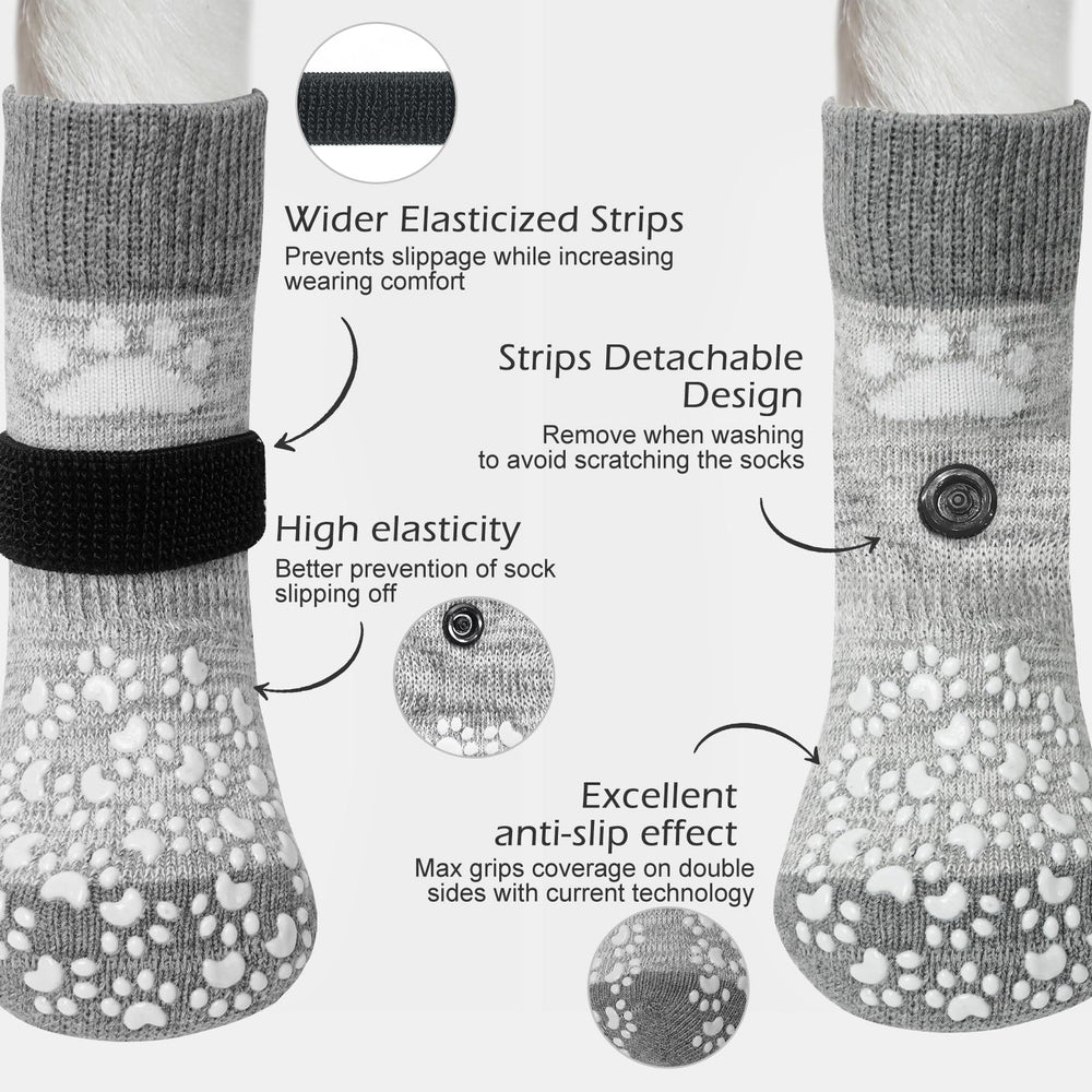 EXPAWLORER dog socks with double-side grip highlight the 21 paw grips for reliable traction.