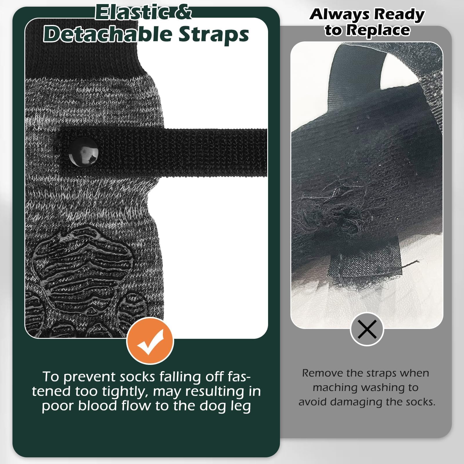 EXPAWLORER Dog Socks double-side grips enhance stability on slick floors.