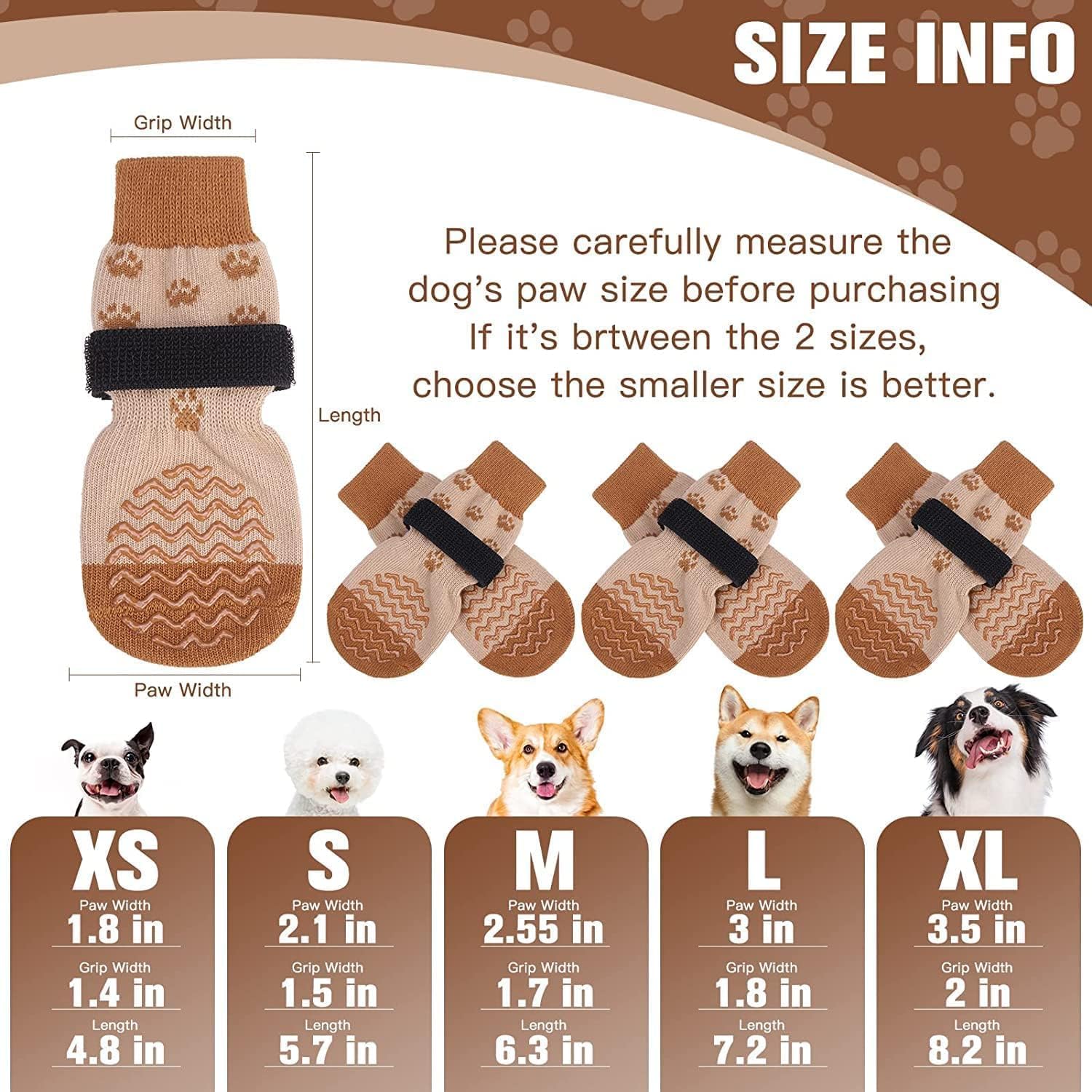 EXPAWLORER double-sided grips emphasize traction on dog socks for safer indoor walks