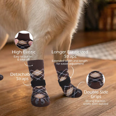 EXPAWLORER dog-socks double-sided-grips demonstrate slip prevention on smooth floors.