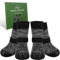 EXPAWLORER Dog Socks front view demonstrates snug fit and hardwood-floor traction.