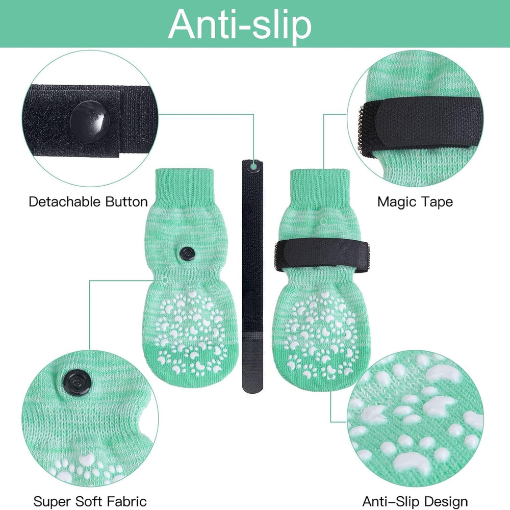 EXPAWLORER dog socks prevent licking paws while reducing slips on polished surfaces.