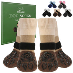 EXPAWLORER anti slip dog socks close up shows paw grip for secure traction
