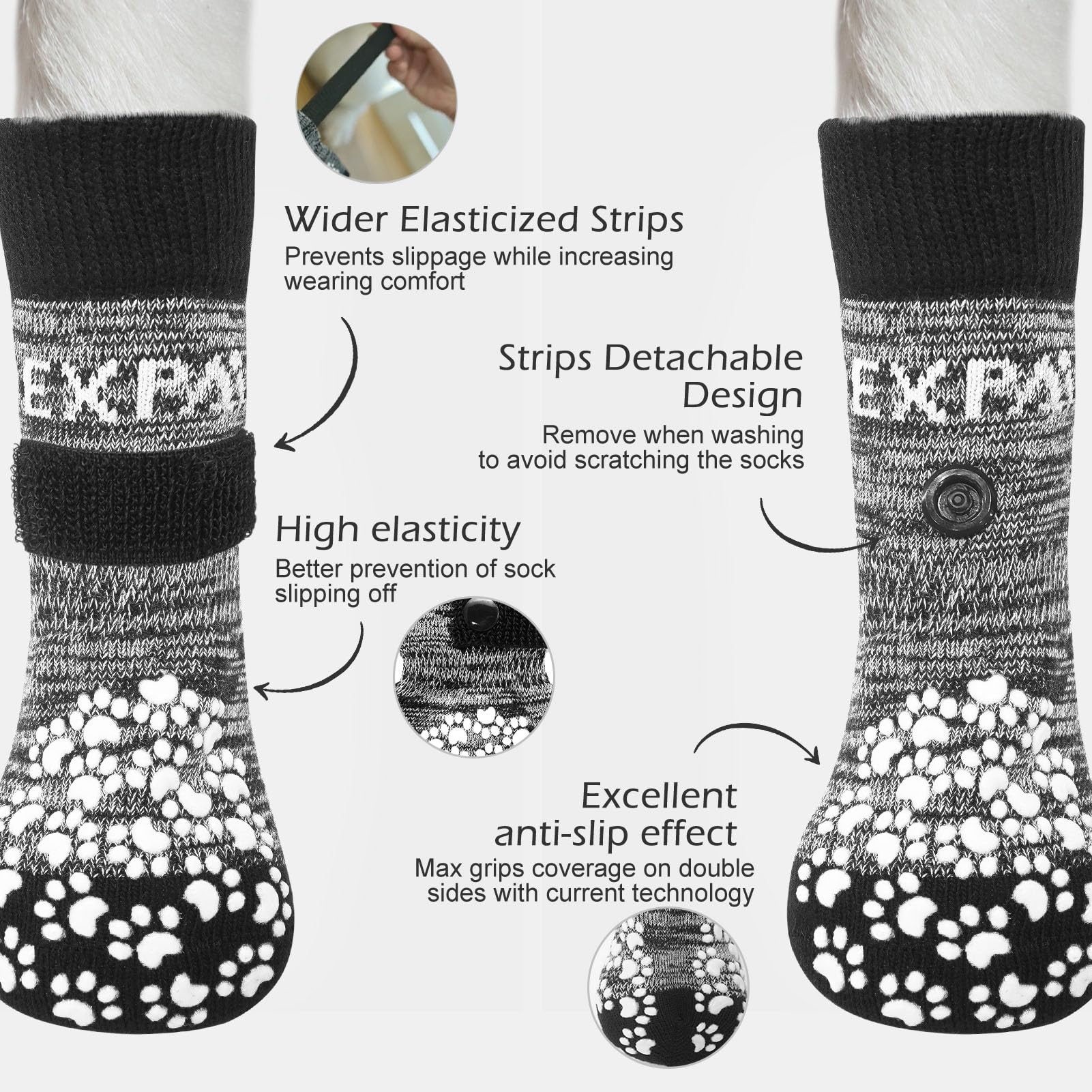 EXPAWLORER dog socks reduce paw licking for comfort and reassurance