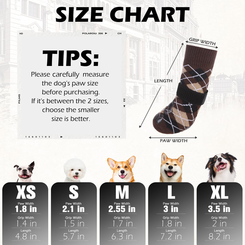 EXPAWLORER dog-socks paw-measurement-chart shows precise fit guidance for comfort.
