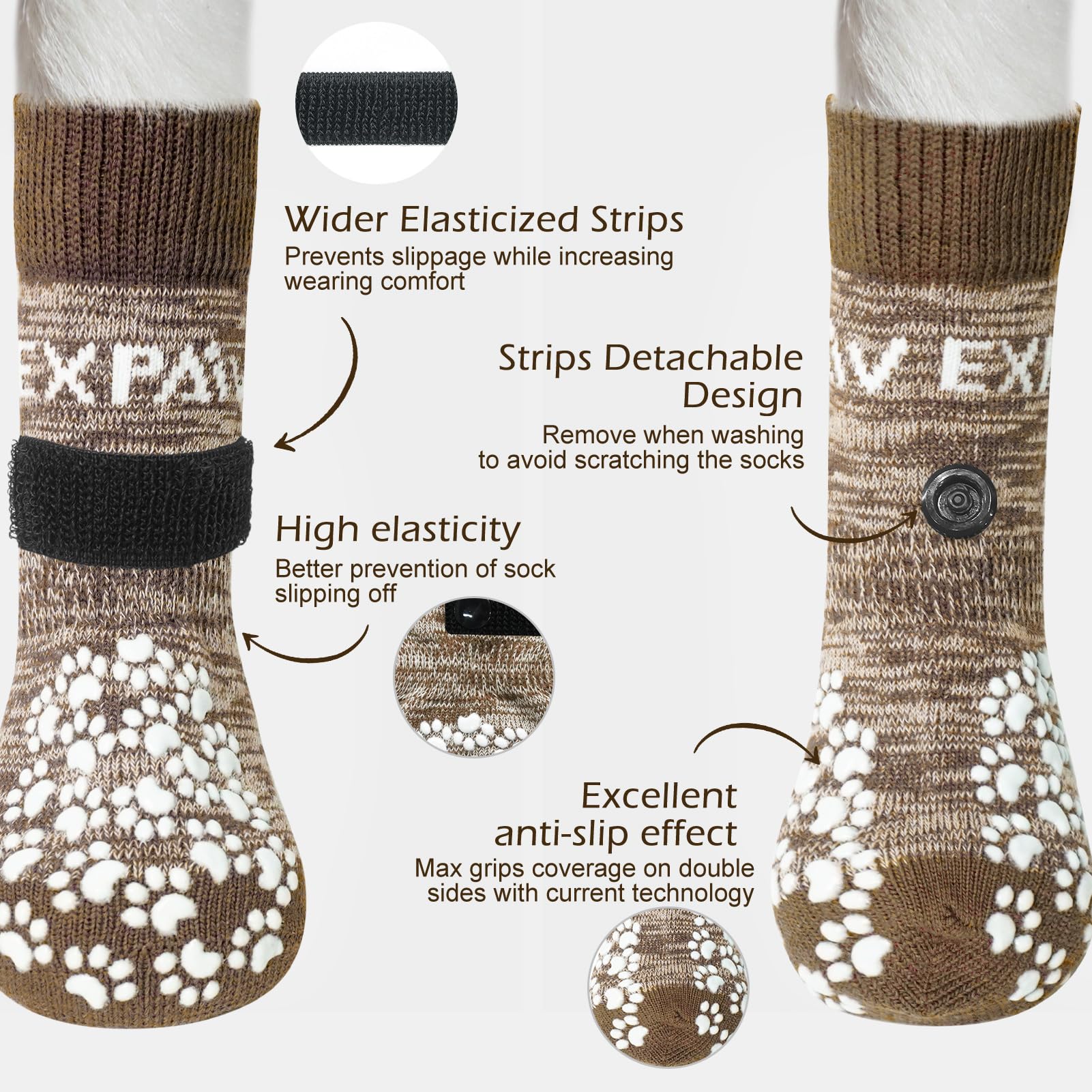 EXPAWLORER dog socks paw-protection for safeguarding paws on rough surfaces.