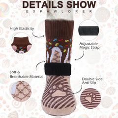EXPAWLORER calcetines con suela anti-deslizante para pisos de madera y azulejos.
