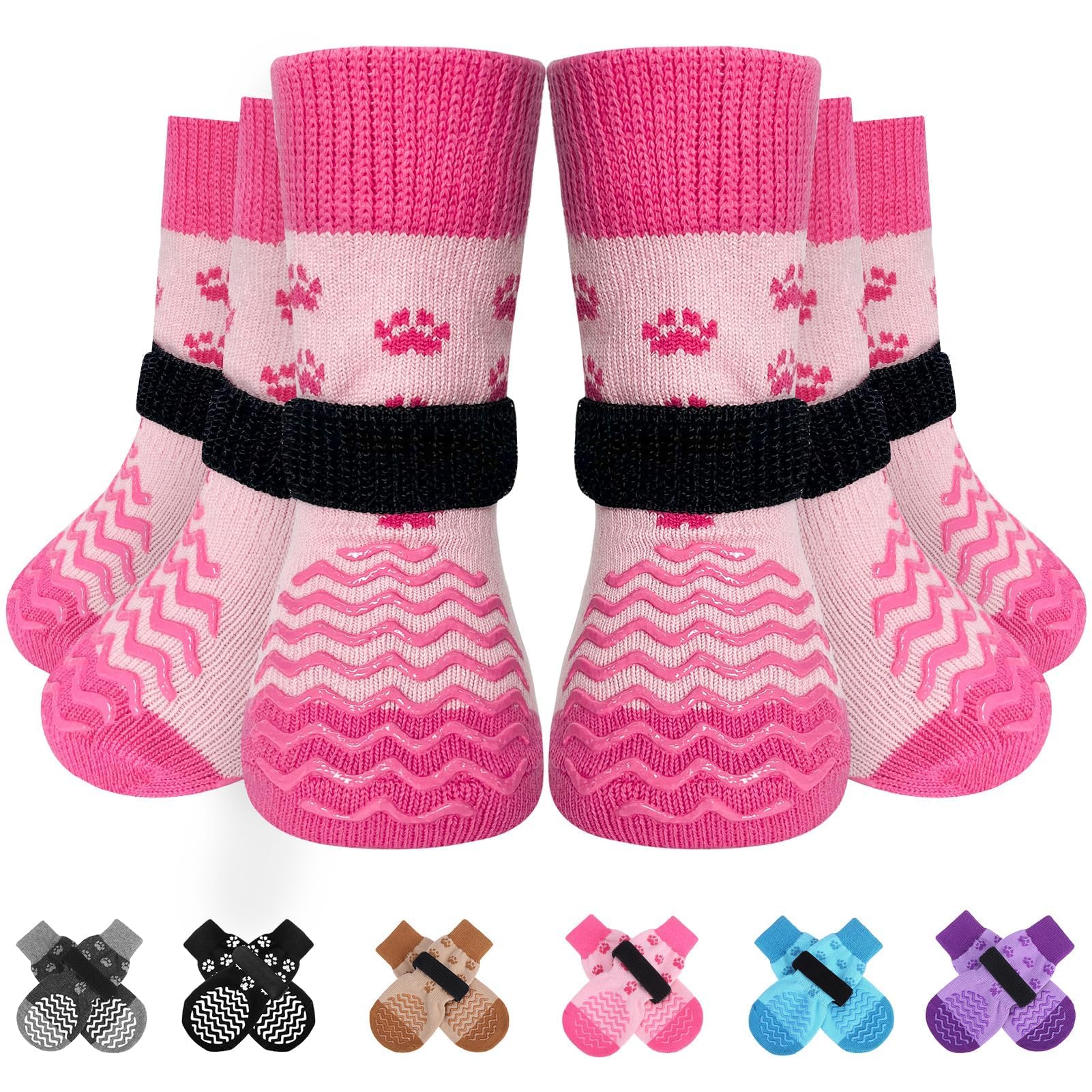 EXPAWLORER dog socks with traction grips for confident indoor walking